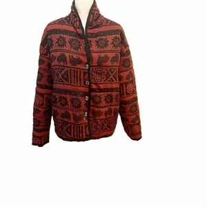 Globetrotter unique find BoHo funky art jacket size medium